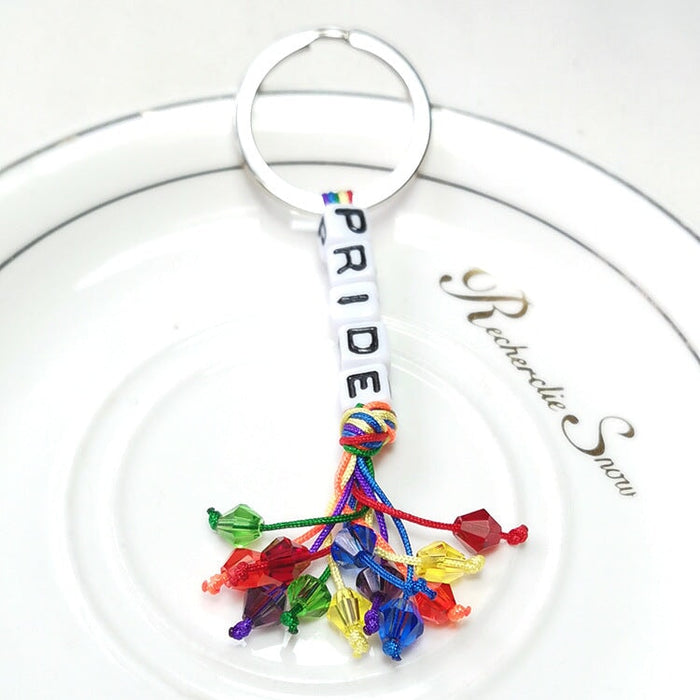 Wholesale rainbow tassel letter color woven LGBT keychain MOQ≥2 JDC-KC-HaoL001 Keychains 豪灵 1 MOQ2 9.0cm Wholesale Jewelry JoyasDeChina Joyas De China