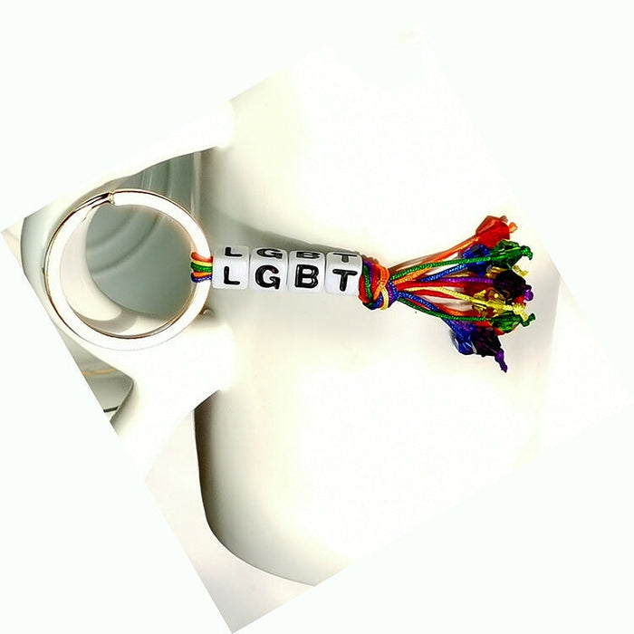 Wholesale rainbow tassel letter color woven LGBT keychain MOQ≥2 JDC-KC-HaoL001 Keychains 豪灵 Wholesale Jewelry JoyasDeChina Joyas De China
