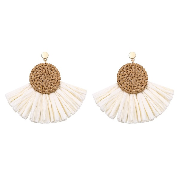 Wholesale Rattan Raffia Tassel Earrings JDC-ES-GSJM081 Earrings 杰米 Wholesale Jewelry JoyasDeChina Joyas De China