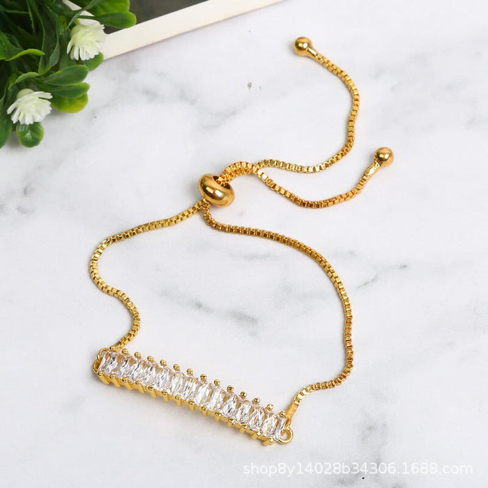 Wholesale rectangular micro-zircon drag bracelet JDC-BT-HongX011 Bracelet 宏祥 Wholesale Jewelry JoyasDeChina Joyas De China