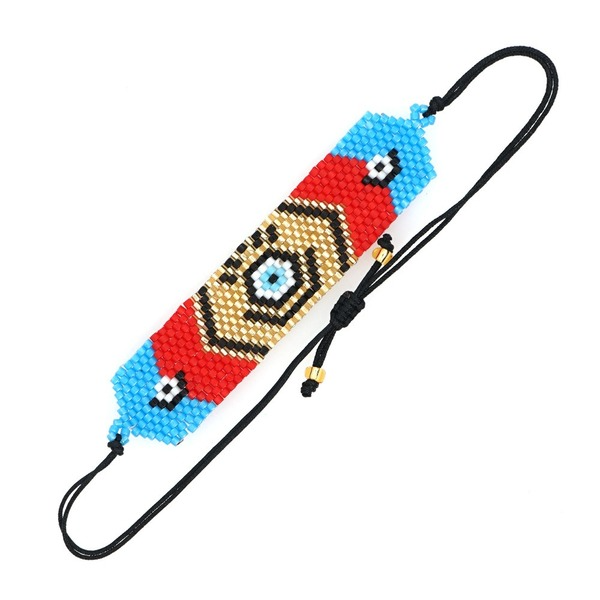 Bulk Jewelry Wholesale red and blue color matching geometric devil's eye beaded bracelet JDC-gbh301 Wholesale factory from China YIWU China