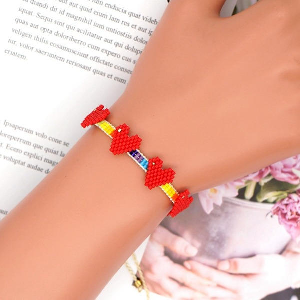 Bulk Jewelry Wholesale red bohemian Miyuki beads woven love bracelet JDC-gbh310 Wholesale factory from China YIWU China