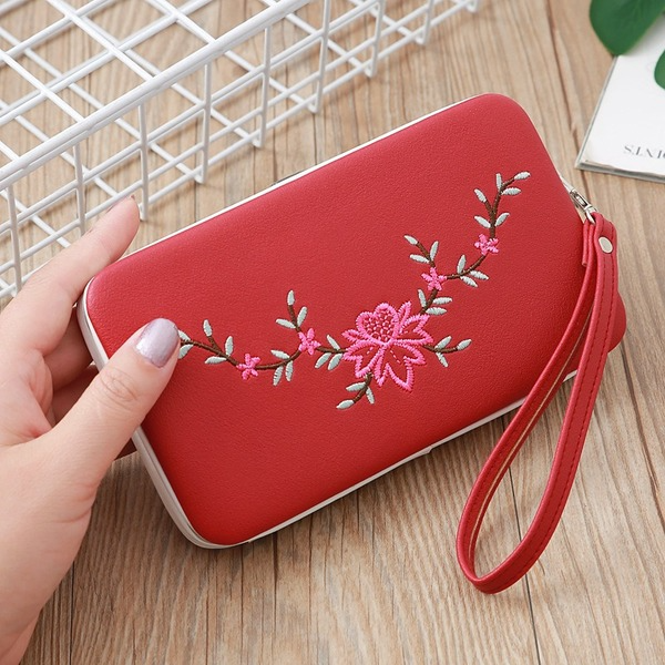 Bulk Jewelry Wholesale red embroidered ladies PU leather wallet JDC-WT-lx011 Wholesale factory from China YIWU China