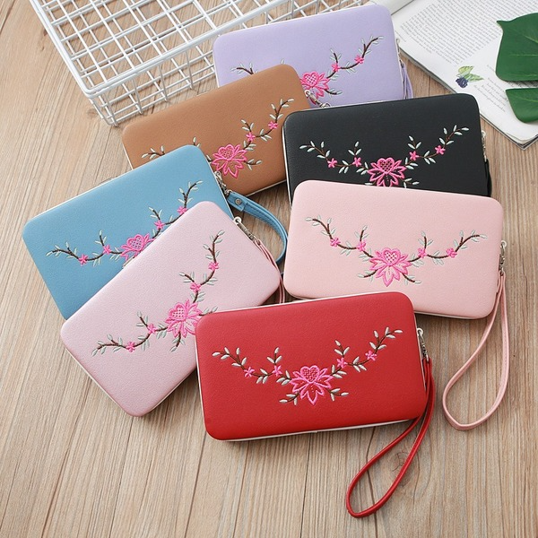 Bulk Jewelry Wholesale red embroidered ladies PU leather wallet JDC-WT-lx011 Wholesale factory from China YIWU China