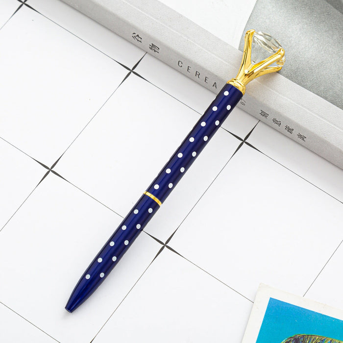 Wholesale red metal large diamond ballpoint pen JDC-BP-Huah006 Ballpoint Pen 华豪 Sapphire blue white dot color27 1 Wholesale Jewelry JoyasDeChina Joyas De China