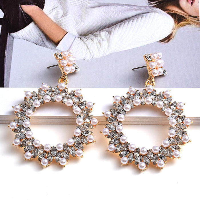 Wholesale Red Pearl Rhinestone Earrings JDC-ES-SK068 Earrings 深刻 White Wholesale Jewelry JoyasDeChina Joyas De China