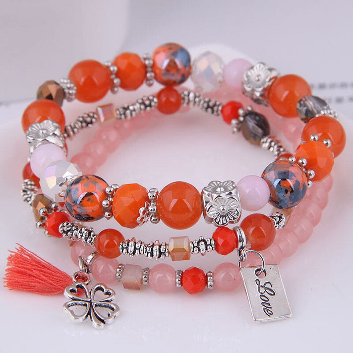 Wholesale red resin Beaded Bracelet JDC-BT-WY114 Bracelet 威扬 2 Wholesale Jewelry JoyasDeChina Joyas De China