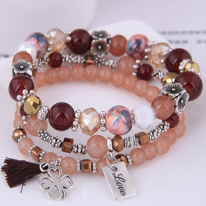 Wholesale red resin Beaded Bracelet JDC-BT-WY114 Bracelet 威扬 4 Wholesale Jewelry JoyasDeChina Joyas De China