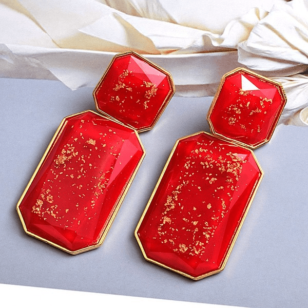 Wholesale red resin earrings JDC-ES-SK051 Earrings 深刻 Wholesale Jewelry JoyasDeChina Joyas De China