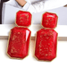 Wholesale red resin earrings JDC-ES-SK051 Earrings 深刻 Wholesale Jewelry JoyasDeChina Joyas De China