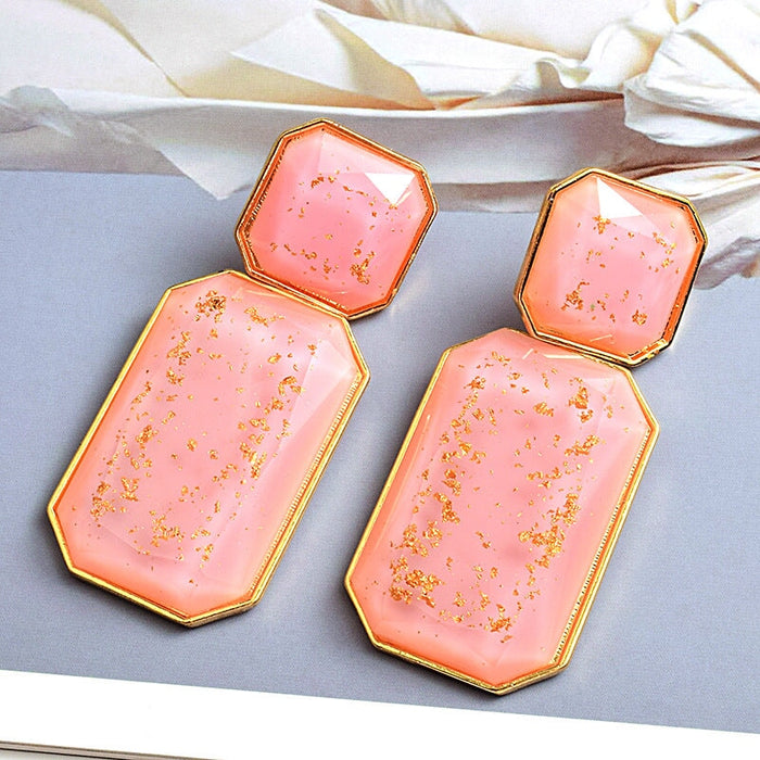 Wholesale red resin earrings JDC-ES-SK051 Earrings 深刻 Pink 1 Wholesale Jewelry JoyasDeChina Joyas De China