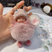 Wholesale red rex rabbit fur soft cute doll Pom Pom Keychain JDC-KC-LX046 Keychains 恋希 Skin powder+flower Wholesale Jewelry JoyasDeChina Joyas De China