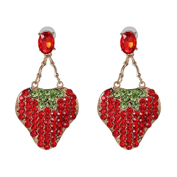 Wholesale red rhinestone earrings JDC-ES-JJ345 Earrings 聚嘉 Red Wholesale Jewelry JoyasDeChina Joyas De China