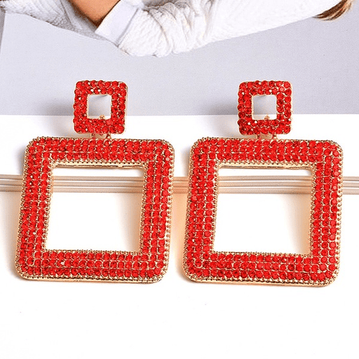 Wholesale red rhinestone earrings JDC-ES-SK052 Earrings 深刻 Wholesale Jewelry JoyasDeChina Joyas De China