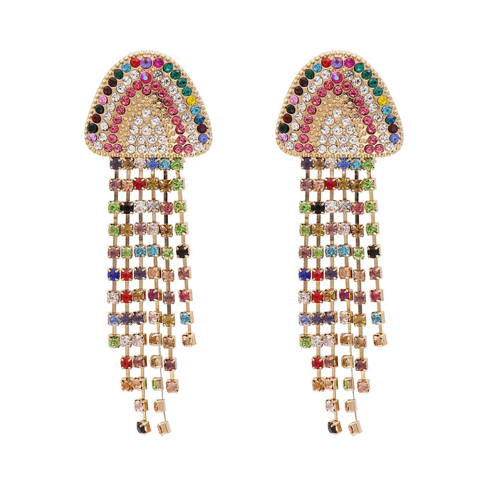 Wholesale red rhinestone tassel earrings JDC-ES-JJ346 Earrings 聚嘉 Wholesale Jewelry JoyasDeChina Joyas De China