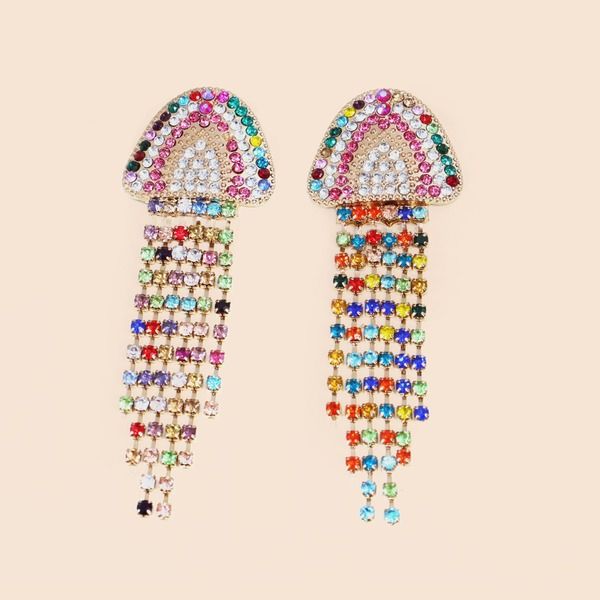 Wholesale red rhinestone tassel earrings JDC-ES-JJ346 Earrings 聚嘉 Wholesale Jewelry JoyasDeChina Joyas De China