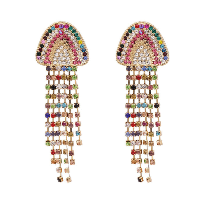Wholesale red rhinestone tassel earrings JDC-ES-JJ346 Earrings 聚嘉 Color Wholesale Jewelry JoyasDeChina Joyas De China