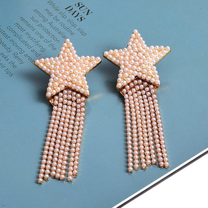 Wholesale Red Rhinestone Tassel Earrings JDC-ES-SK079 Earrings 深刻 White p Wholesale Jewelry JoyasDeChina Joyas De China