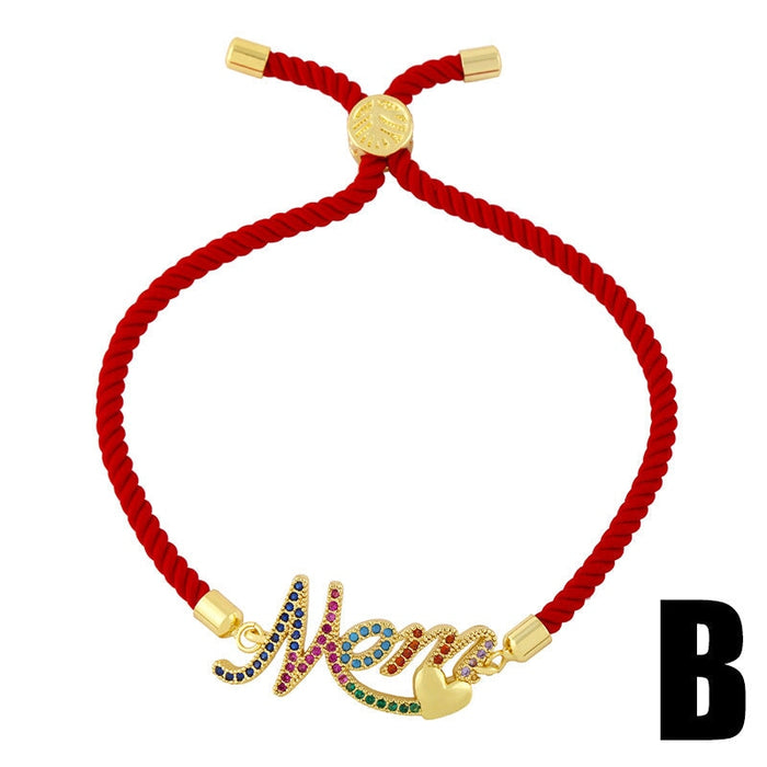 Wholesale red rope inlaid with color copper zircon Mother's Day bracelet JDC-BT-AOS003 Bracelet 翱昇 Wholesale Jewelry JoyasDeChina Joyas De China
