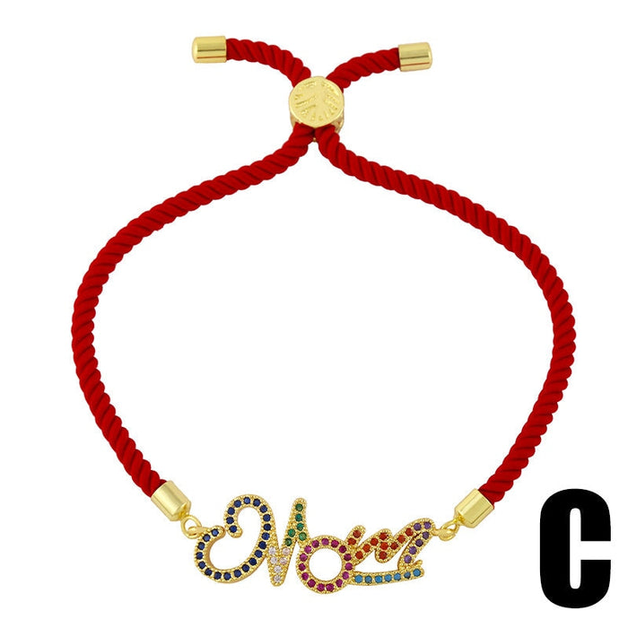Wholesale red rope inlaid with color copper zircon Mother's Day bracelet JDC-BT-AOS003 Bracelet 翱昇 C Wholesale Jewelry JoyasDeChina Joyas De China