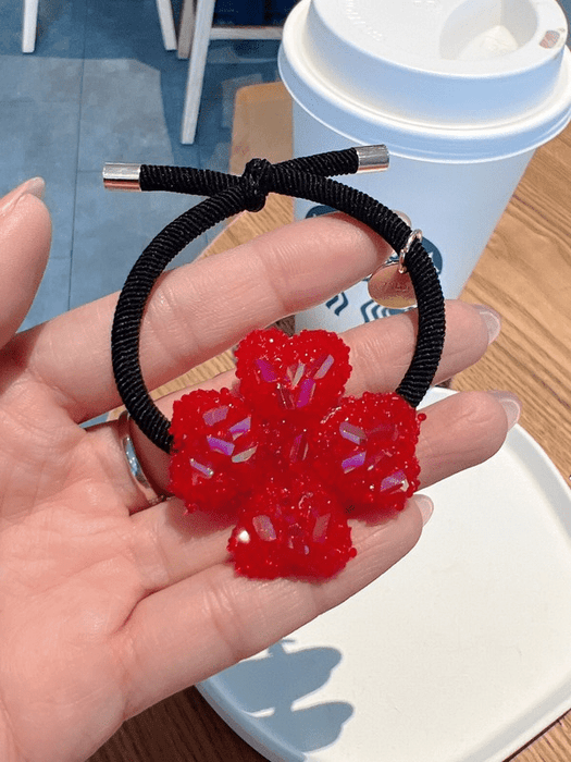 Wholesale red rubber band flower hair bands JDC-HS-GSMC019 Hair Scrunchies 曌彩 Wholesale Jewelry JoyasDeChina Joyas De China