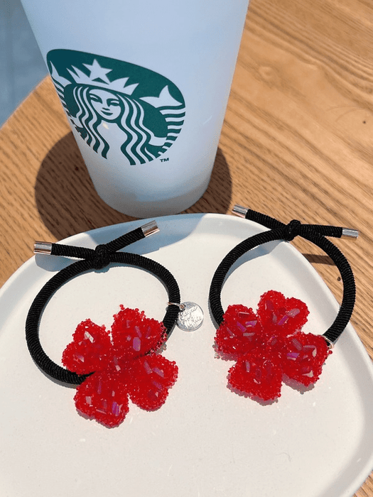 Wholesale red rubber band flower hair bands JDC-HS-GSMC019 Hair Scrunchies 曌彩 Wholesale Jewelry JoyasDeChina Joyas De China