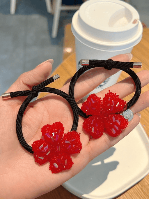 Wholesale red rubber band flower hair bands JDC-HS-GSMC019 Hair Scrunchies 曌彩 Wholesale Jewelry JoyasDeChina Joyas De China