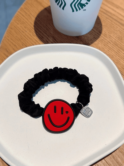 Wholesale Red Rubber Band Smiley Hair Band (F) JDC-HS-GSMC018 Hair Scrunchies 曌彩 Wholesale Jewelry JoyasDeChina Joyas De China