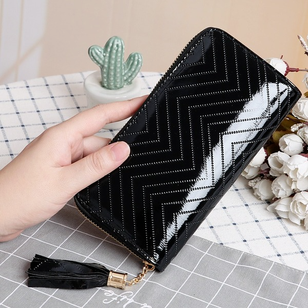 Bulk Jewelry Wholesale red tassel plaid long zipper single pull wallet JDC-WT-lx019 Wholesale factory from China YIWU China