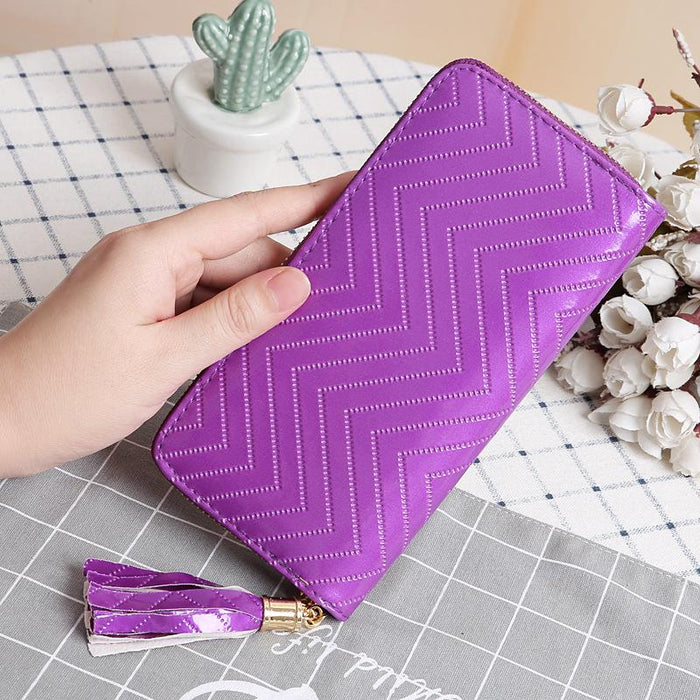 Bulk Jewelry Wholesale red tassel plaid long zipper single pull wallet JDC-WT-lx019 Wholesale factory from China YIWU China