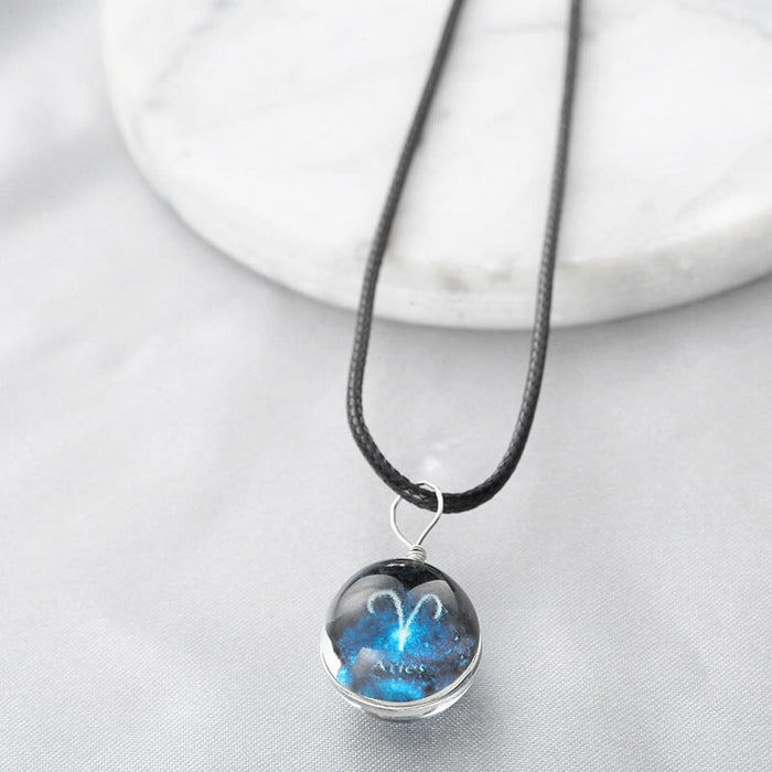 Wholesale Resin Luminous Twelve Constellation Couple Necklaces JDC-NE-Sideng002 Necklaces 思登 baiyang9177 Wholesale Jewelry JoyasDeChina Joyas De China