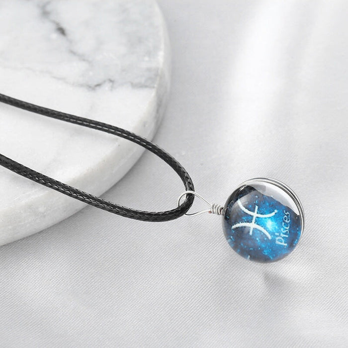 Wholesale Resin Luminous Twelve Constellation Couple Necklaces JDC-NE-Sideng002 Necklaces 思登 shuangyu9177 Wholesale Jewelry JoyasDeChina Joyas De China
