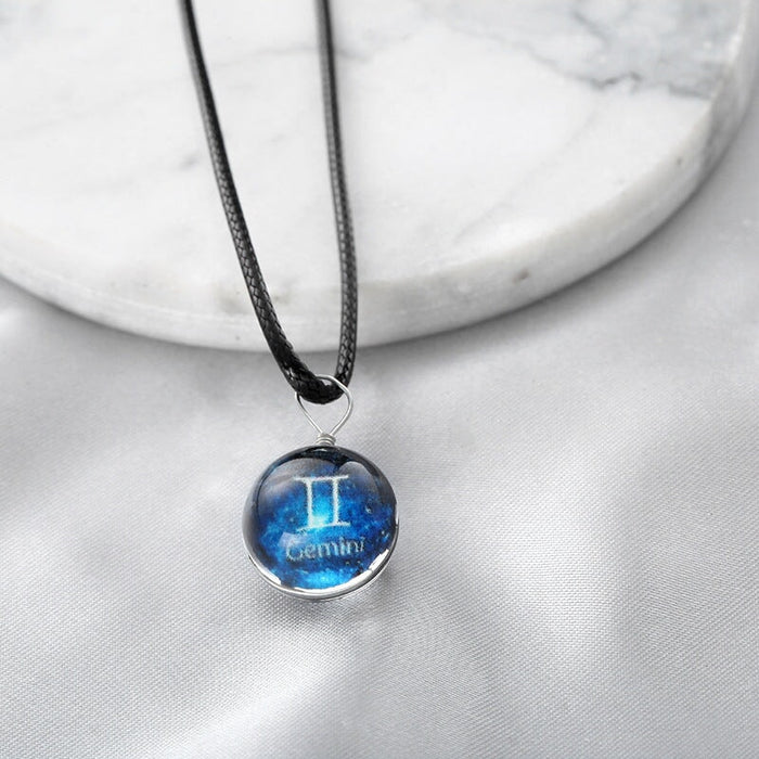 Wholesale Resin Luminous Twelve Constellation Couple Necklaces JDC-NE-Sideng002 Necklaces 思登 shuangzi9177 Wholesale Jewelry JoyasDeChina Joyas De China