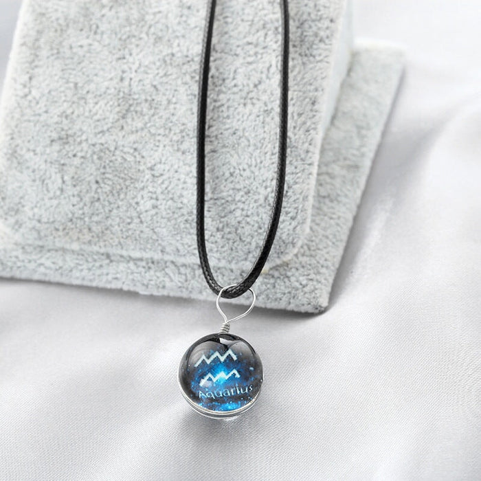 Wholesale Resin Luminous Twelve Constellation Couple Necklaces JDC-NE-Sideng002 Necklaces 思登 shuiping9177 Wholesale Jewelry JoyasDeChina Joyas De China