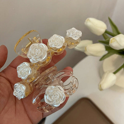 Wholesale Resin Plastic Camellia Hair Clip JDC-HC-QQ001 Hair Clips 谦谦 Wholesale Jewelry JoyasDeChina Joyas De China