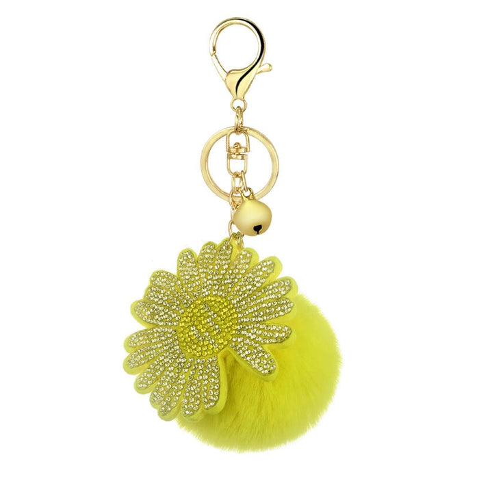 Wholesale rex rabbit hair daisies keychain MOQ≥10 JDC-KC-YZ014 Keychains 永泽 2h minimum 10 pieces for wholesale Wholesale Jewelry JoyasDeChina Joyas De China