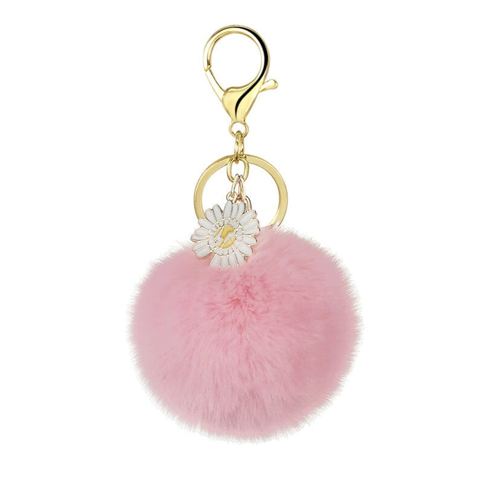 Wholesale rex rabbit hair daisies keychain MOQ≥10 JDC-KC-YZ014 Keychains 永泽 3f minimum 10 pieces for wholesale Wholesale Jewelry JoyasDeChina Joyas De China