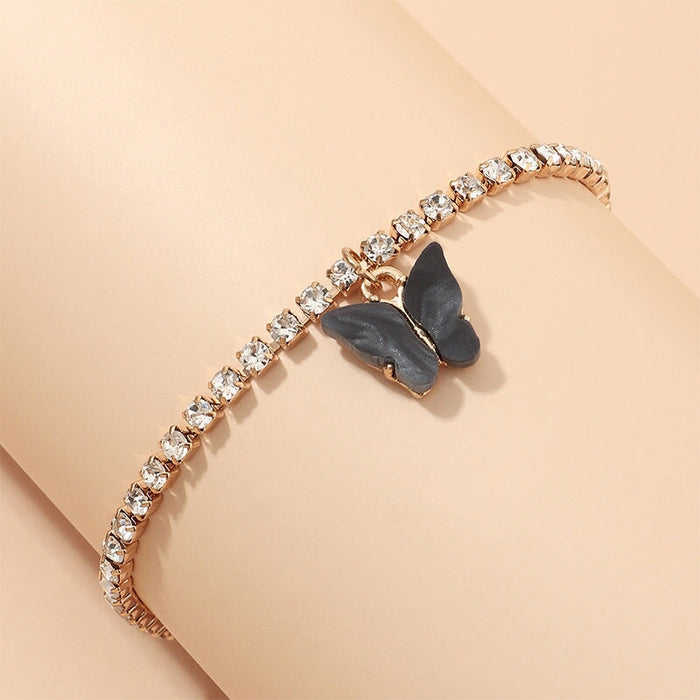 Wholesale Rhinestone Alloy Butterfly Bracelet Tennis Chain JDC-BT-NZ036 Bracelet 奈珠 BZ1234heise Wholesale Jewelry JoyasDeChina Joyas De China