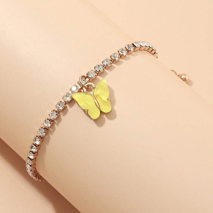 Wholesale Rhinestone Alloy Butterfly Bracelet Tennis Chain JDC-BT-NZ036 Bracelet 奈珠 BZ1234huangse Wholesale Jewelry JoyasDeChina Joyas De China
