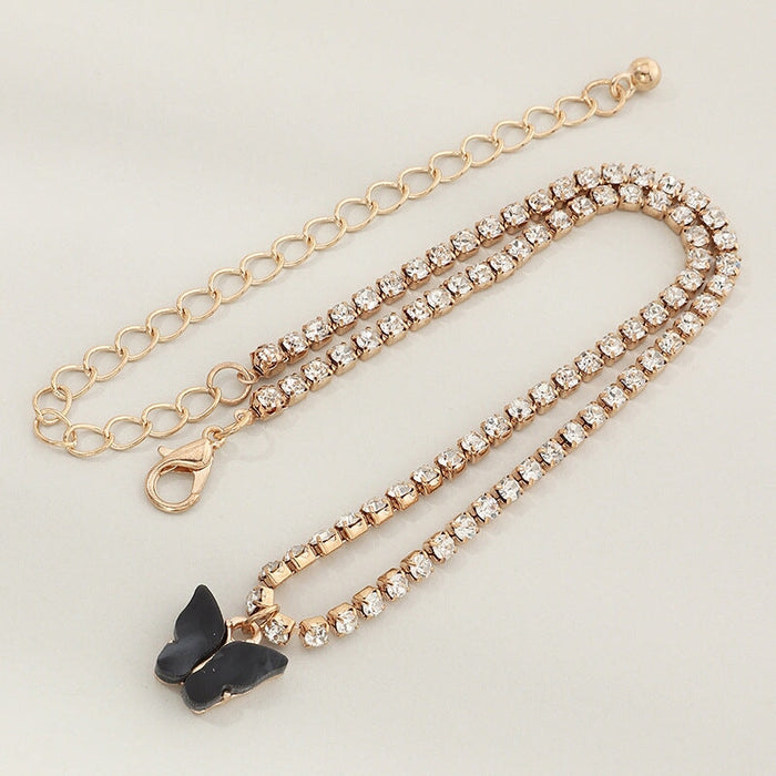 Wholesale Rhinestone Alloy Butterfly Bracelet Tennis Chain JDC-BT-NZ036 Bracelet 奈珠 NZ1826heise Wholesale Jewelry JoyasDeChina Joyas De China
