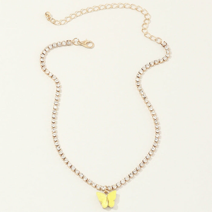Wholesale Rhinestone Alloy Butterfly Bracelet Tennis Chain JDC-BT-NZ036 Bracelet 奈珠 NZ1826huangse Wholesale Jewelry JoyasDeChina Joyas De China