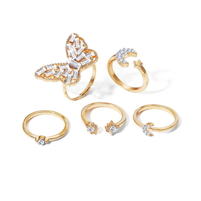 Wholesale Rhinestone Alloy Butterfly Ring Set JDC-RS-F102 Rings 韩之尚 Wholesale Jewelry JoyasDeChina Joyas De China