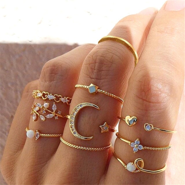 Wholesale Rhinestone Alloy Butterfly Ring Set JDC-RS-F102 Rings 韩之尚 Wholesale Jewelry JoyasDeChina Joyas De China