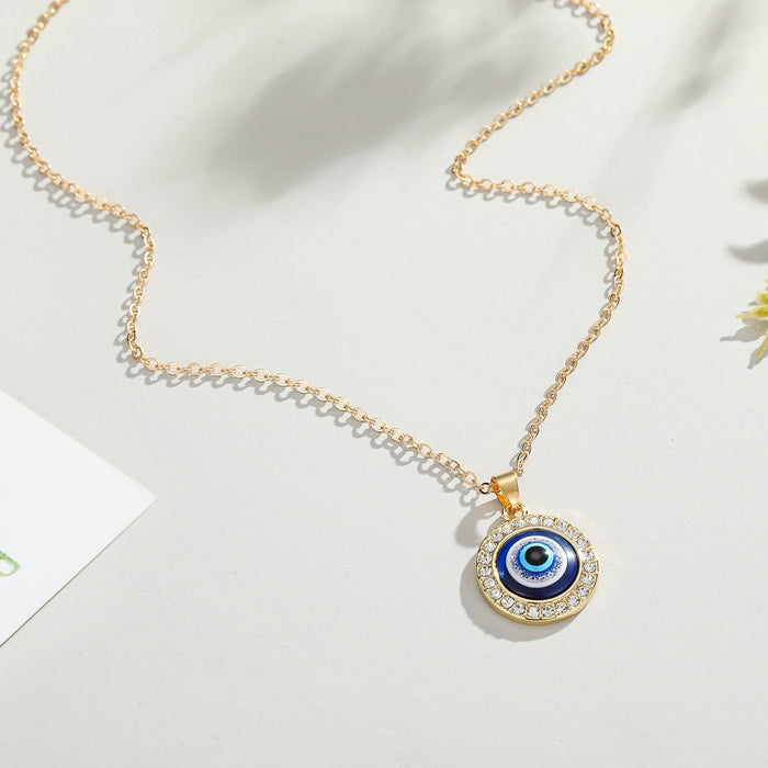 Wholesale Rhinestone Alloy Devil's Eye Necklace MOQ≥6 JDC-NE-Juej003 Necklaces 觉际 gold Wholesale Jewelry JoyasDeChina Joyas De China
