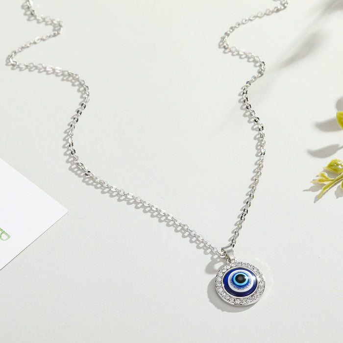 Wholesale Rhinestone Alloy Devil's Eye Necklace MOQ≥6 JDC-NE-Juej003 Necklaces 觉际 silver Wholesale Jewelry JoyasDeChina Joyas De China
