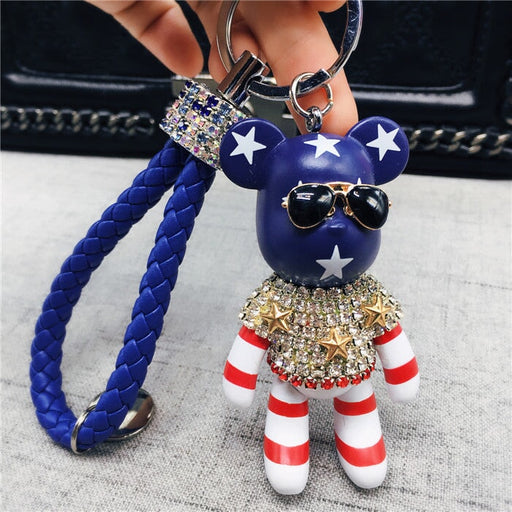 Wholesale Rhinestone Bear Keychain JDC-KC-LX042 Keychains 恋希 blue Wholesale Jewelry JoyasDeChina Joyas De China