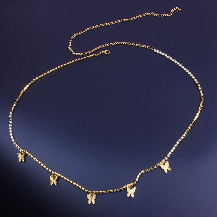Wholesale Rhinestone Butterfly Metal Waist Chain JDC-BJ-TZ005 Body Jewelry 天缀 Butterfly Gold Wholesale Jewelry JoyasDeChina Joyas De China