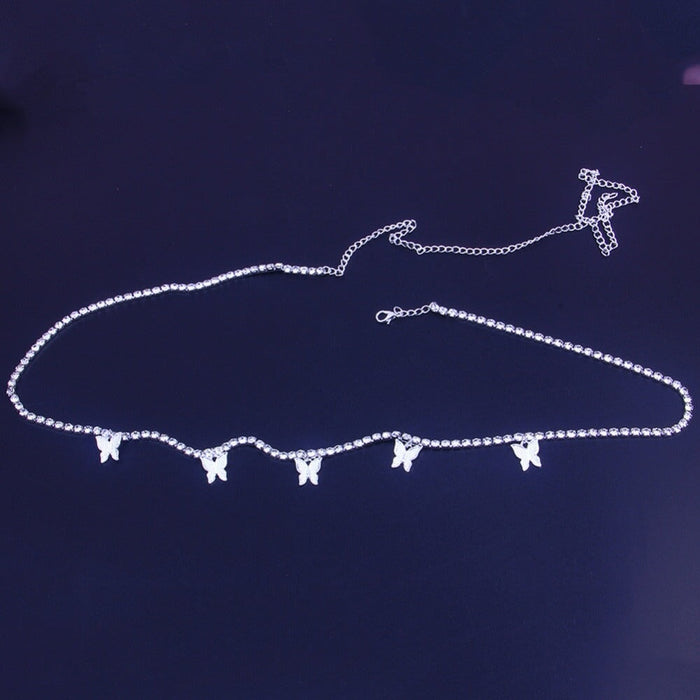 Wholesale Rhinestone Butterfly Metal Waist Chain JDC-BJ-TZ005 Body Jewelry 天缀 Butterfly silver Wholesale Jewelry JoyasDeChina Joyas De China