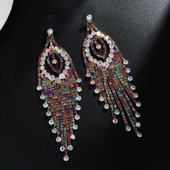 Wholesale Rhinestone crystal earrings JDC-ES-ZHONGW002 Earrings 众薇 Goldr + Colored Diamonds Wholesale Jewelry JoyasDeChina Joyas De China