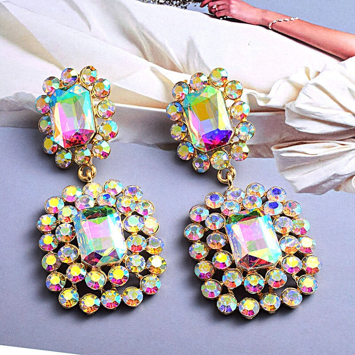 Wholesale Rhinestone Geometric Earrings JDC-ES-SK017 Earrings 深刻 champagne Wholesale Jewelry JoyasDeChina Joyas De China